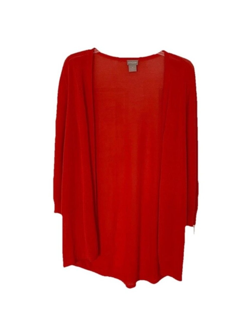 Chico's Women’s Knit Cardigan Open Front Burnt Orange Size 8 Petite 3/4 Sleeve